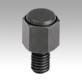 Self-aligning pads, self-righting, Form C, with external thread, flattened ball, smooth