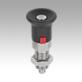 Indexing plungers, steel or stainless steel with plastic mushroom grip, lock and locknut