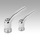Clamping levers, zinc, with internal thread and clamping force intensifier, high-gloss chromed, threaded insert stainless steel