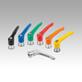 Clamping levers, zinc, with internal thread and clamping force intensifier, matt textured, threaded insert stainless steel