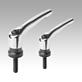 Clamping levers, zinc, with external thread and clamping force intensifier, high-gloss chromed, threaded insert black oxidised steel