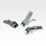 Latches, steel or stainless steel, with adjustable metal plate hook for up to 1000N, fastening holes visible, short version