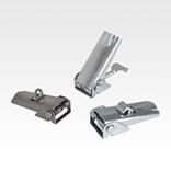Latches, steel or stainless steel, with adjustable metal plate hook for up to 1000N, fastening holes concealed, short version