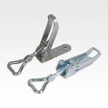 Latches, steel or stainless steel, with adjustable triangular swing bail for up to 1000N, fastening holes visible