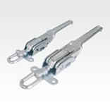 Latches, steel, with adjustable draw bail for up to 30500N, fastening holes on the side, heavy-duty version