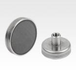 Magnete mit Innengewinde (Flachgreifer) aus Hartferrit mit Edelstahlgehäuse