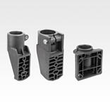 Tube clamps, plastic with lateral support bracket, for round tubes
