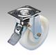 Steel plate swivel castors with stop-top, polyamide wheels, heavy duty version, plain and ball bearings