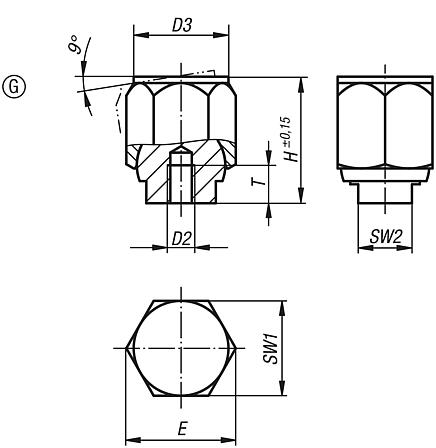 Self-aligning pads, self-righting, Form G, press fit, flattened ball, smooth