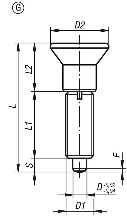 Indexing plungers, steel or stainless steel, without collar, with plastic mushroom grip and extended indexing pin, no locknut