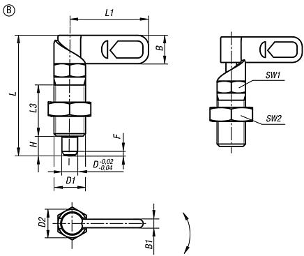 Cam-action indexing plunger,
with hexagon, Form B
