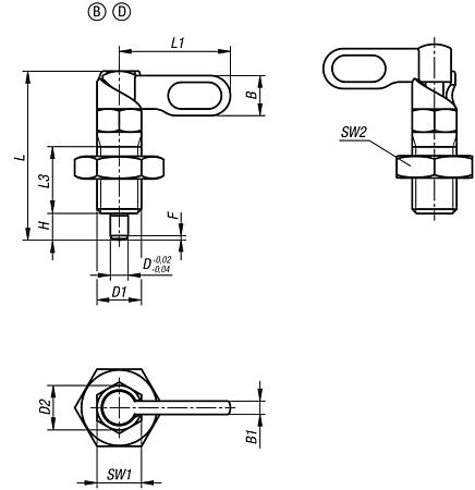 Cam-action indexing plungers with stop, Form B and D