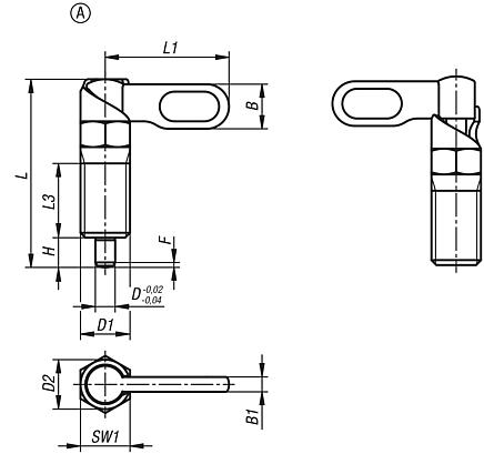 Cam-action indexing plungers with stop, stainless steel, Form A