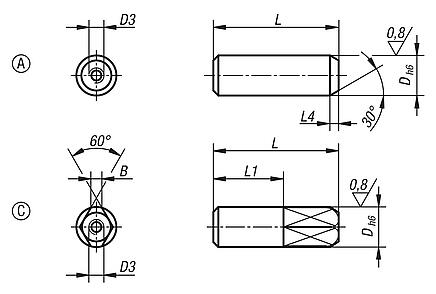 Removable locating pins Forms A and C