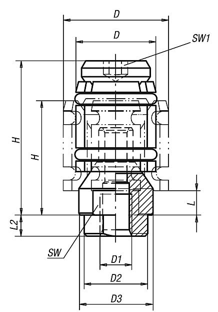 Centring clamps with internal threads