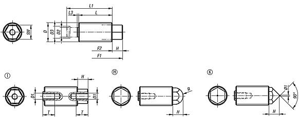 Spring plungers push-pullwith rotation lock