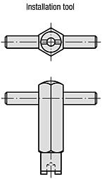 Spring plungers with hex socket and thrust pin, stainless steel, with thread lock - inch