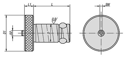 Polohovací válec z ušlechtilé oceli Ball Lock