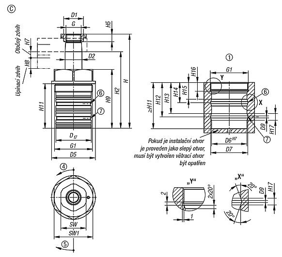 Otočné upínače, hydraulické, dvojčinné / jednočinné s návratem pomocí pružiny