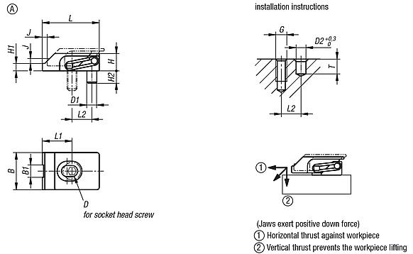 Flat clamps narrow, Form A