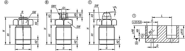 Šroubovací válce, hydraulické, jednočinné, s návratem pomocí pružiny