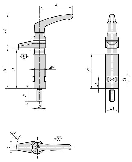 Hook clamp with collar and clamping lever with clamping force intensifier