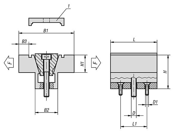 Wedge clamps with aluminium channel and machining allowance