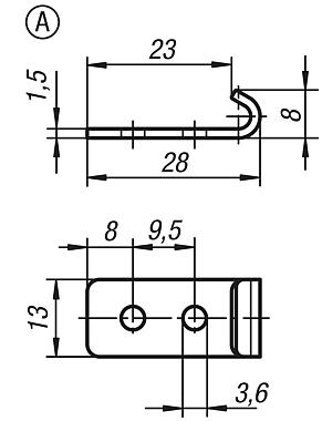 Catch plates for latches with draw bail for up to 2000N, Form A