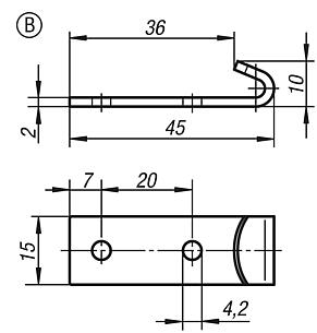 Catch plates for latches with draw bail for up to 2000N, Form B