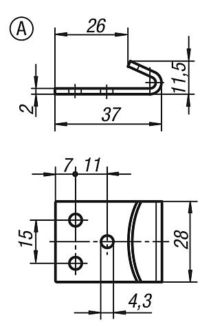 Catch plates for latches with draw bail for up to 3000N, Form A