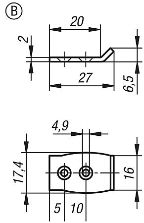 Catch plates for latches with adjustable metal plate hooks for up to 1000N, short version, Form B