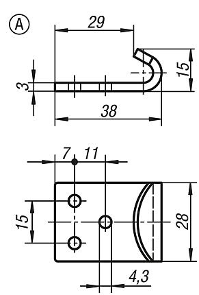 Catch plates for latches with adjustable triangular swing bail for up to 6500N, Form A