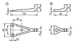 Catch plates for latches with adjustable draw bail for up to 30500N, heavy-duty version