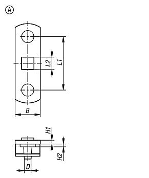Adapter for rods, steel, stainless steel or zinc, Form A