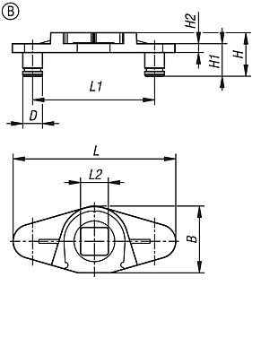 Adapter for rods, steel, stainless steel or zinc, Form B