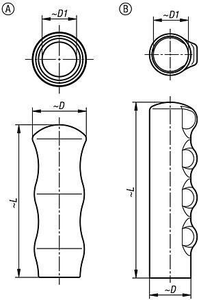 Plastic grips, round with round opening