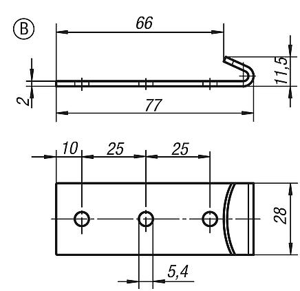 Catch plates for latches with draw bail for up to 3000N, Form B