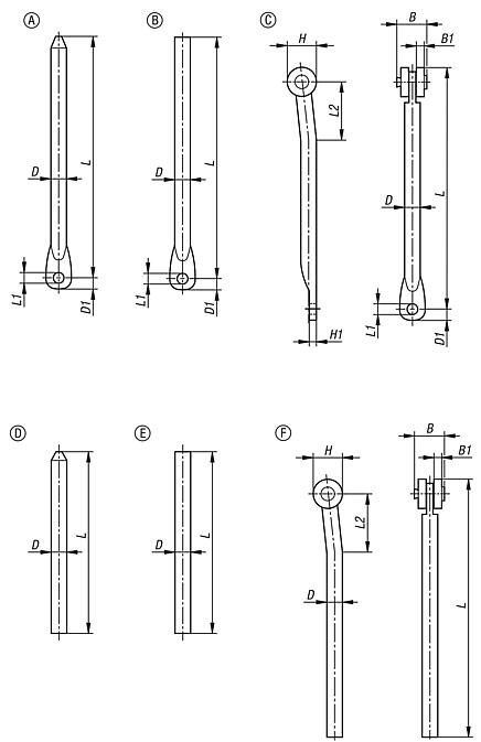 Round rods, steel for swivel grips