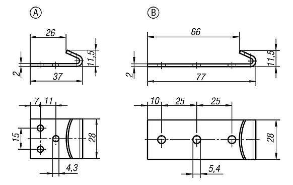 Catch plates for latches with draw bail for up to 3000N