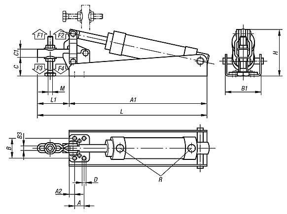 Pneumatic clamps horizontalForm A