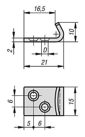 Catch plate for latches with adjustable triangular swing bail for up to 1000N