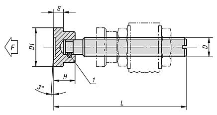 Thrust screws, steel, with thrust pad and dowel pin