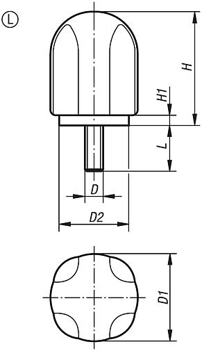High clamping grips with external thread
