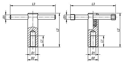 Tommy barswith fixed or sliding T-bar, DIN 6305 or DIN 6307