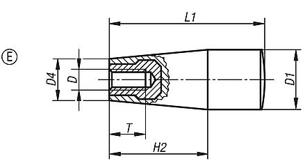 Taper grips, plastic (thermoset) with tapped bush, Form E