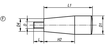 Taper grips, plastic (thermoset) with external thread, Form F