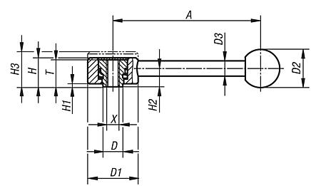 Tension levers flat, with internal thread, 0°