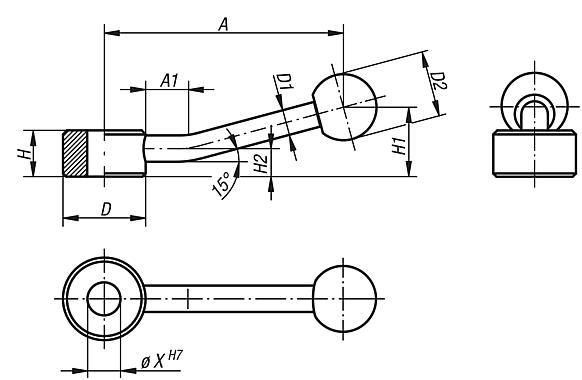 Tension levers flat with locating hole