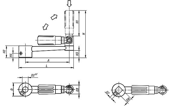 Crank handles aluminium with safety grip