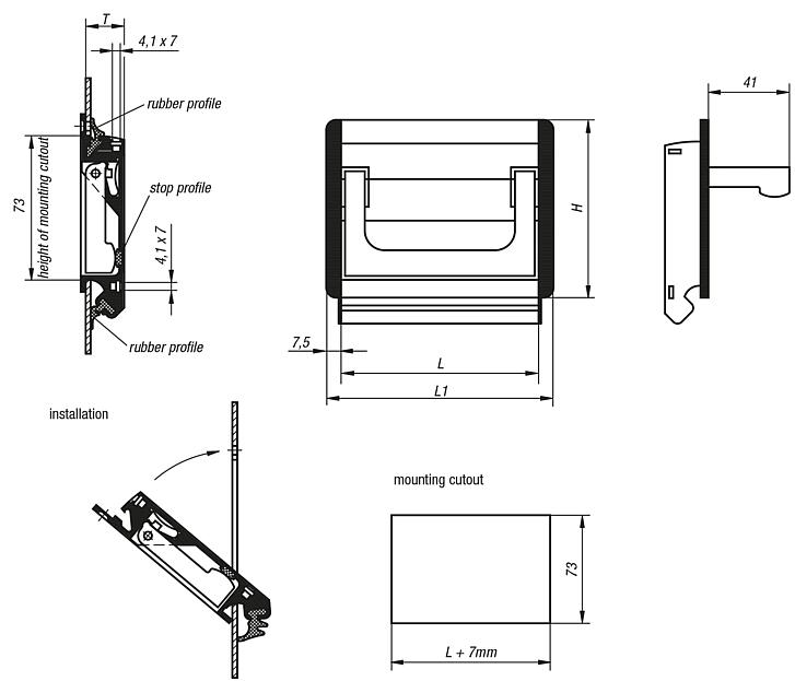 Pull handles recessed fold-out, Form A